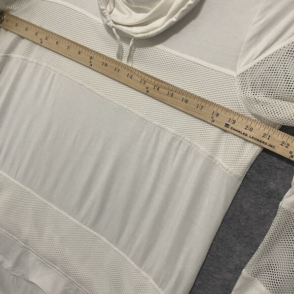 Chicos Zenergy Tunic Top Womens Sz 2 US‎ L Cream White Mesh Insert Cowl Neck - Picture 8 of 9